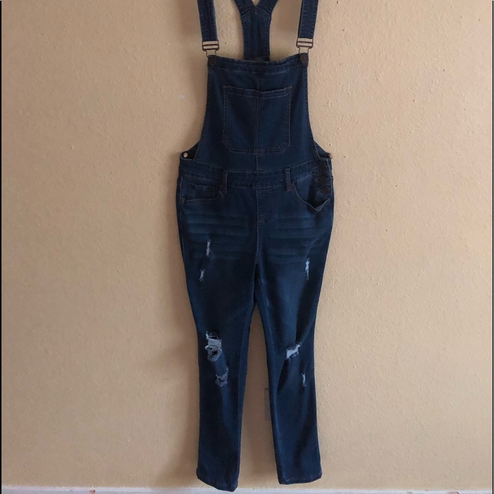 Dark wash denim jumpsuit